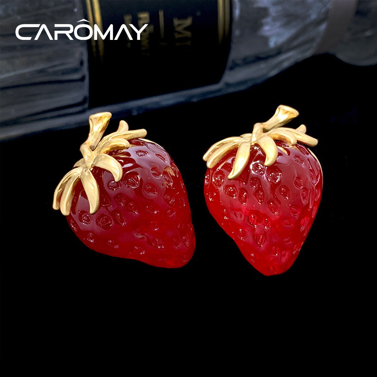 CAROMAY/卡洛美 铜合金耳饰 草莓夸张耳环女中古风甜美耳坠E15533