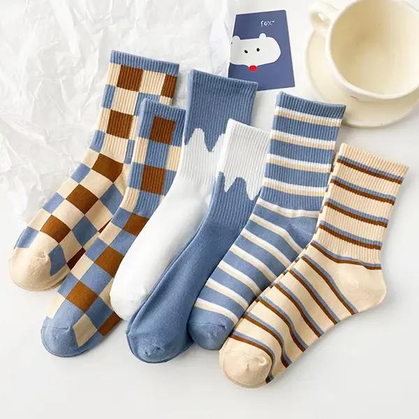 【2.9元5双】透气中筒袜秋冬中筒袜春秋网红款ins潮长袜子百搭条