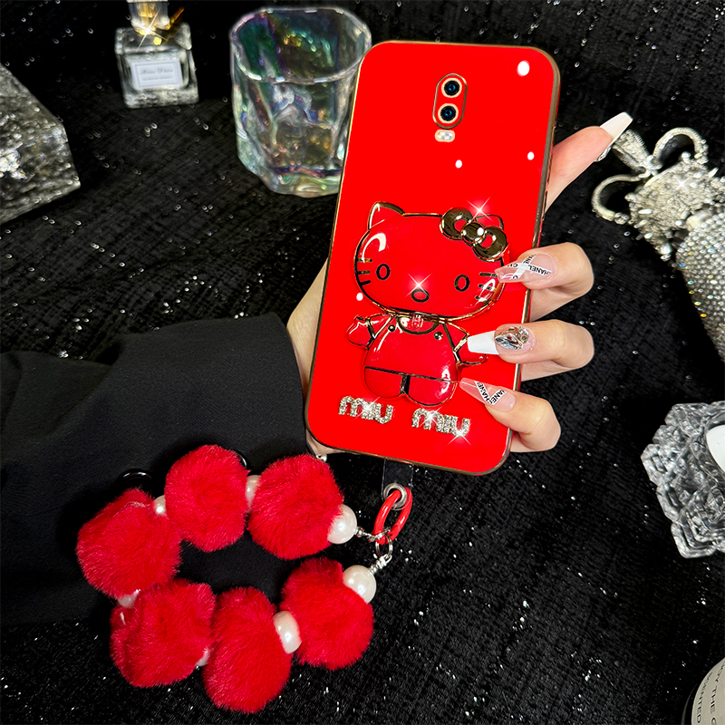 适用于【OPPO】R17凯蒂猫支架创意女款可爱防摔电镀壳