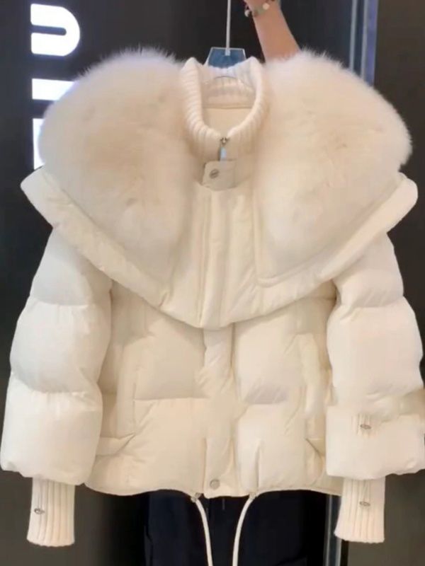 2023爆款小香风高端轻薄短款小个子毛毛领白色羽绒服外套女秋冬季