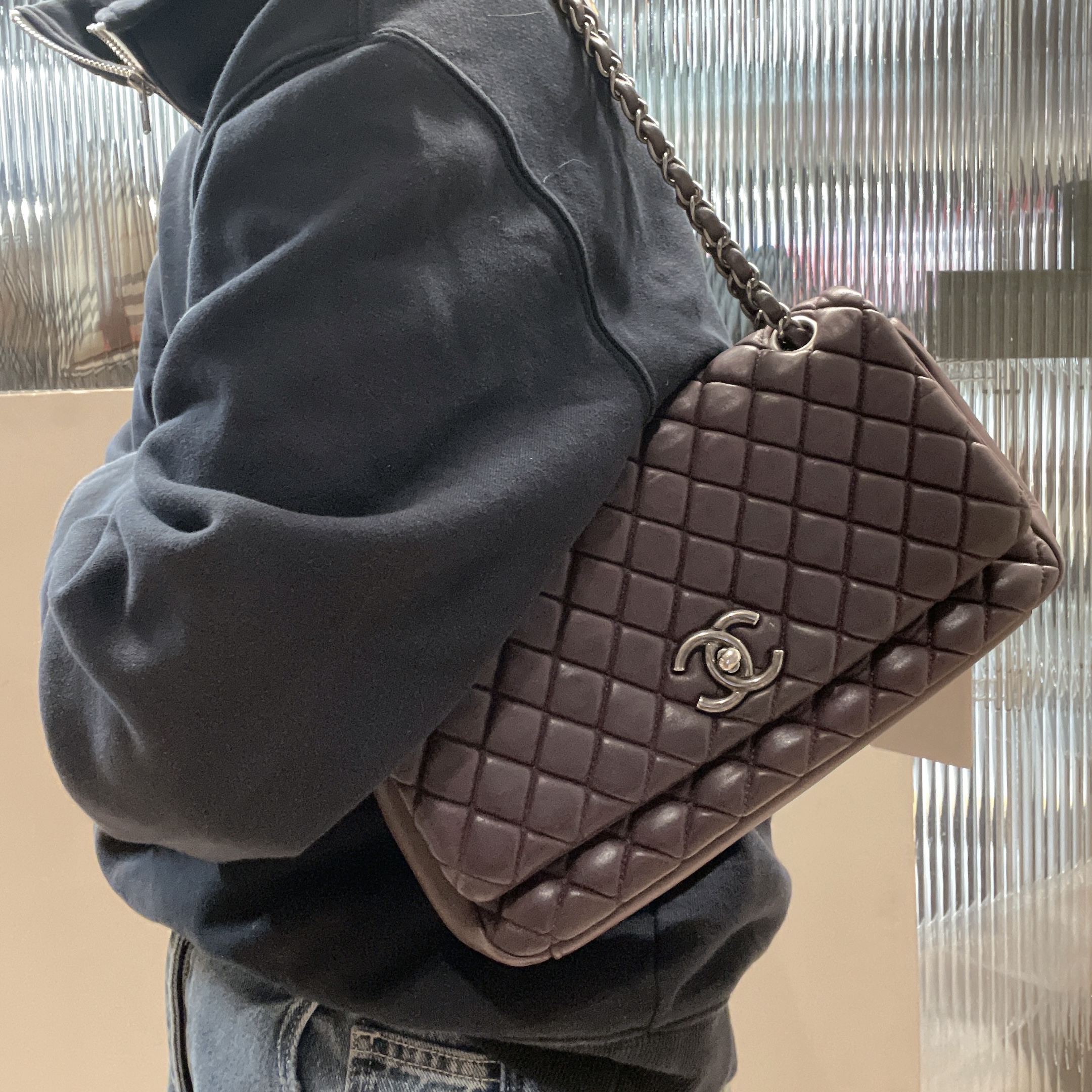95新 Chanel/香奈儿 深棕色菱格纹单肩斜挎包