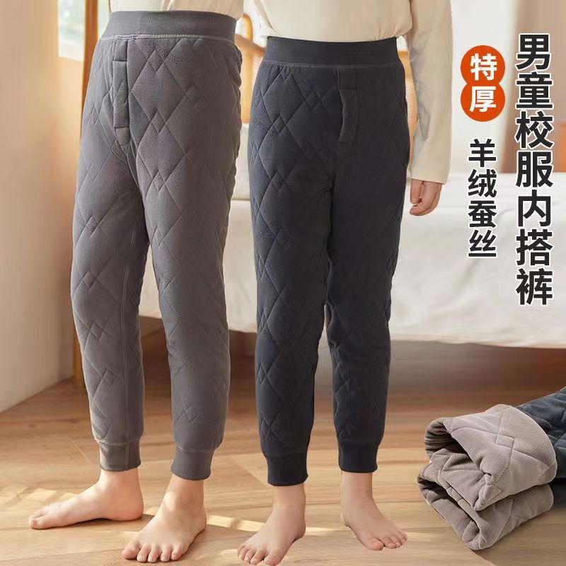 冬暖童裤三层加绒打底内穿宝宝抗寒零下30度大童女童打底裤超厚