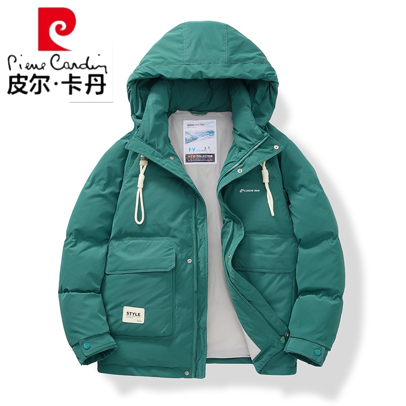 皮尔卡丹2023冬季新款连帽羽绒服时尚潮流户外运动休闲潮牌保暖外