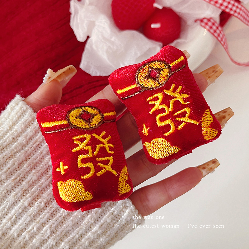 新年龙年发夹女红色喜庆发卡夹子 本命年刘海夹侧边夹 鸭嘴夹头饰