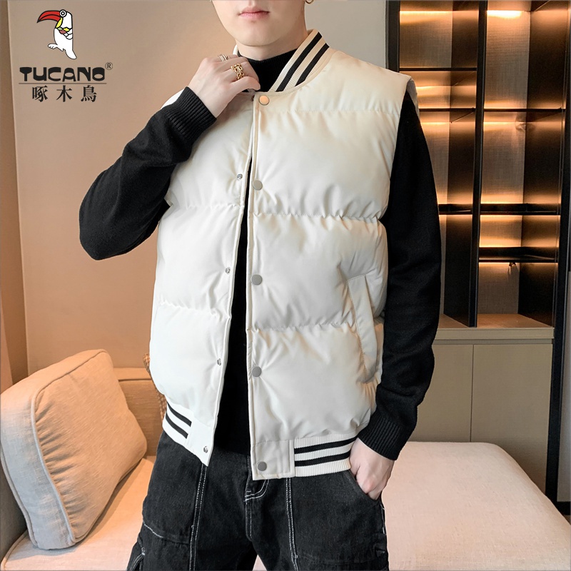 秋冬季男士款棉马甲加厚保暖棒球领纯色坎肩背心青年潮牌大码外套