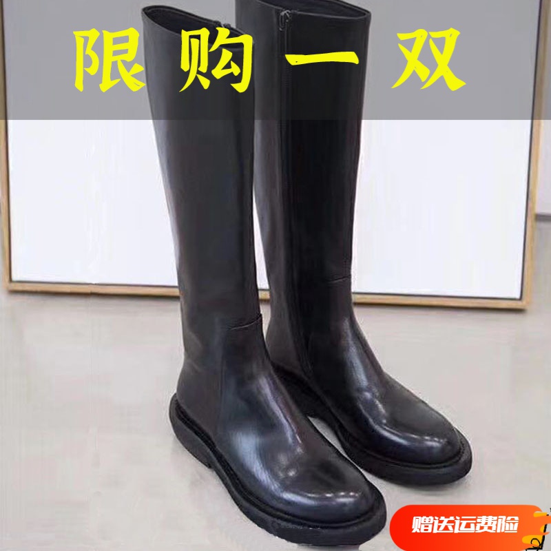 红蜻蜓牌沿荐全软皮骑士靴女英伦风2023秋季新款欧货马丁靴平女鞋