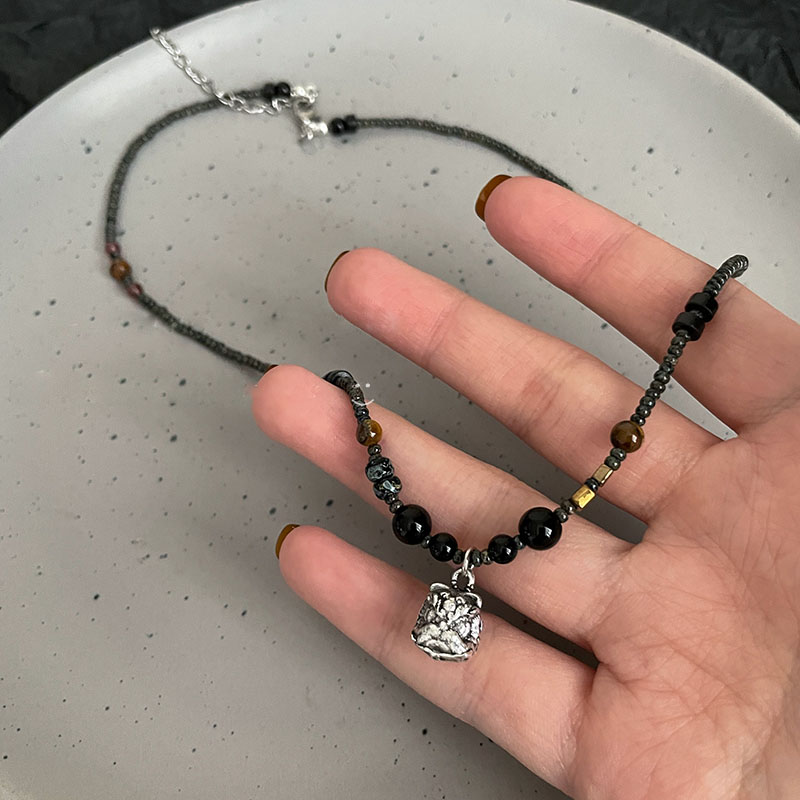 钛钢陶瓷项链 祥瑞之兽~国潮醒狮吊坠项链女百搭新中式锁骨链颈链