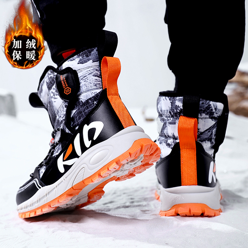 巴布豆鞋儿童雪地靴冬季新款男童棉靴加绒加厚中大童防滑高筒棉鞋