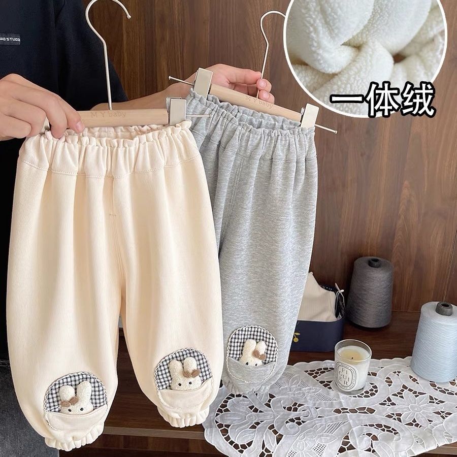 1-5岁女宝宝质感精棉休闲裤3婴儿秋冬季女童一体加绒加厚灯笼裤