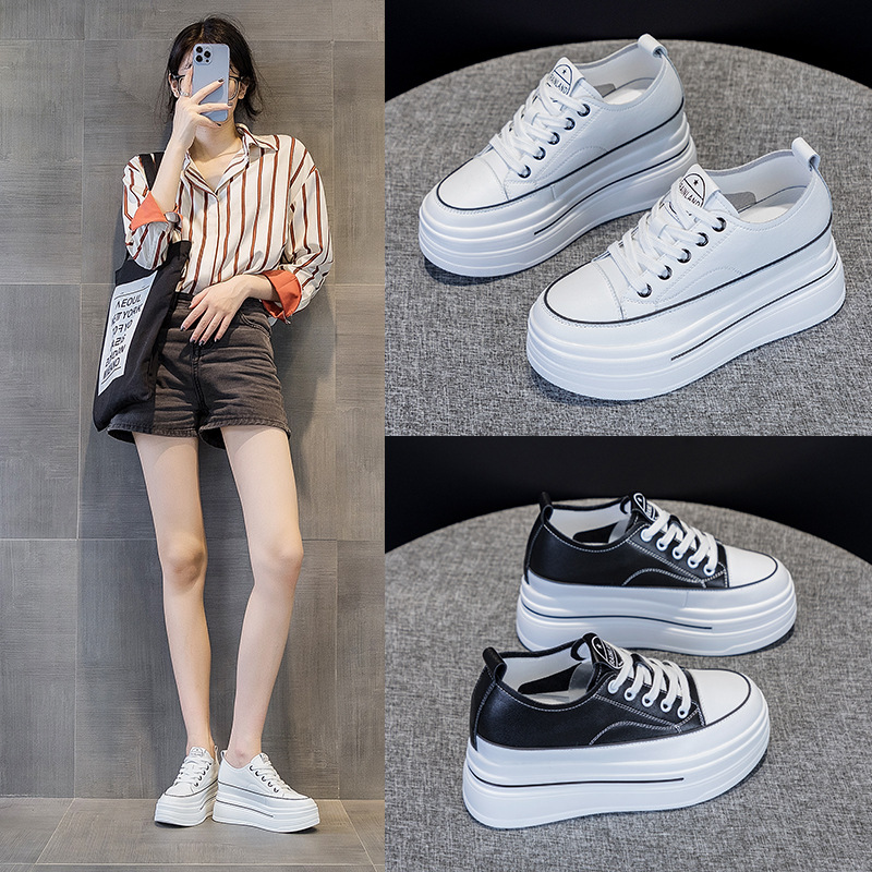红蜻蜓牌真皮小白鞋女鞋2023秋冬新款百搭韩版厚底松糕运动休闲鞋