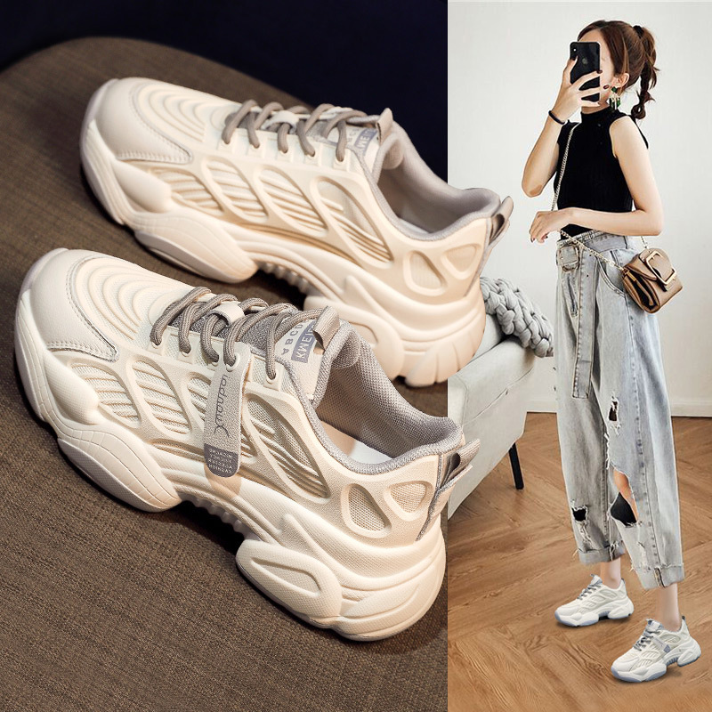 红蜻蜓牌网红老爹鞋女鞋2023秋季新款百搭单鞋小白鞋女休闲运动鞋
