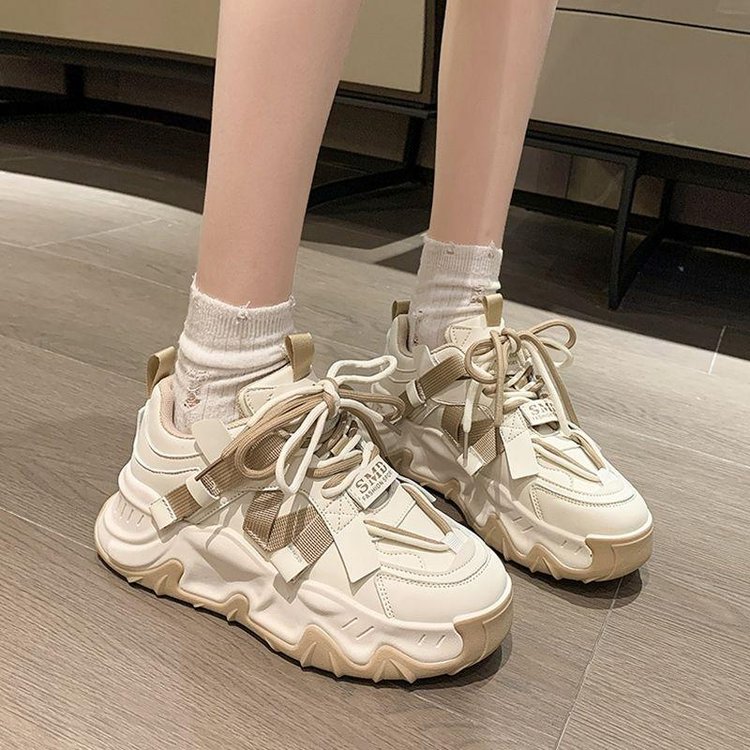 红蜻蜓牌女鞋2023新款夏季透气厚底休闲运动老爹鞋女软底网面学生