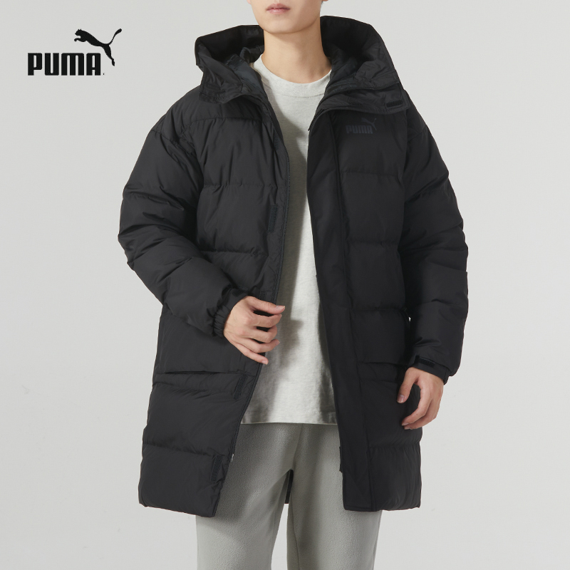 PUMA彪马情侣羽绒服新款保暖连帽棉服外套黑色休闲运动服625614