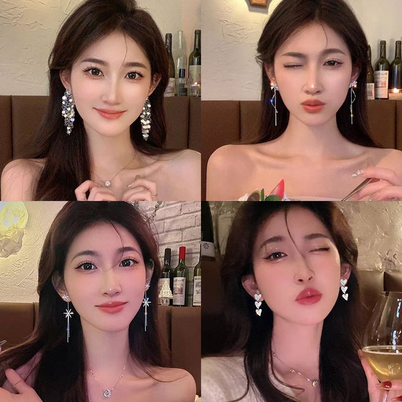 小众设计高级感金属亮片流苏耳环女轻奢时尚百搭耳饰