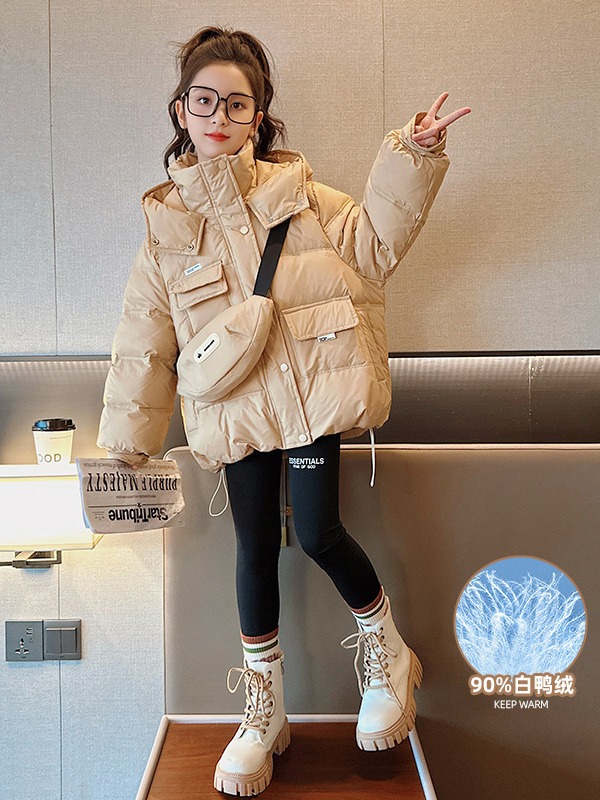 巴拉巴拉女童羽绒服冬季2023新款洋气儿童90白鸭绒冬装童装女大童