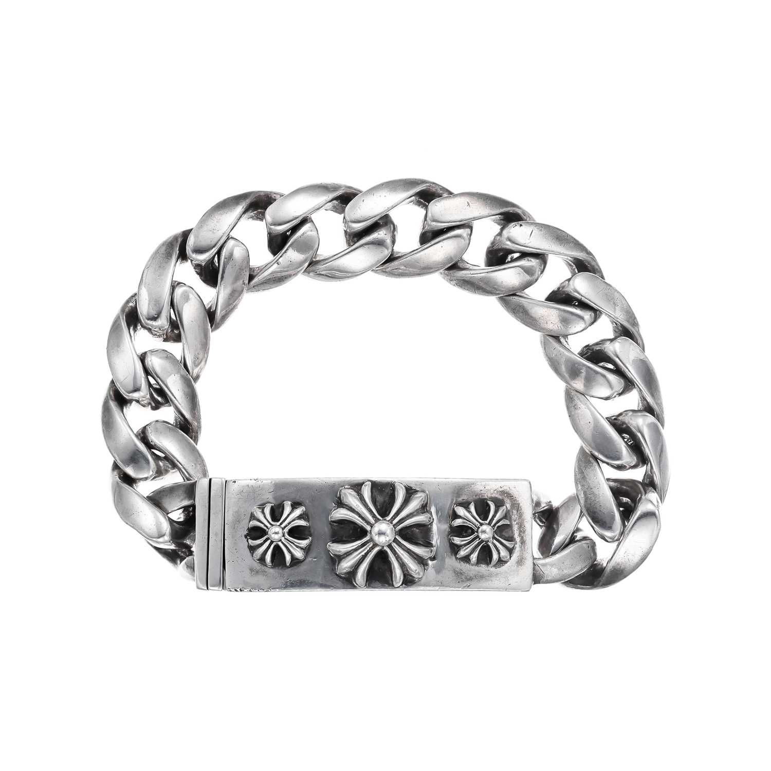 90新 克罗心 Chrome Hearts Floral三十字花ID Classic Link手链