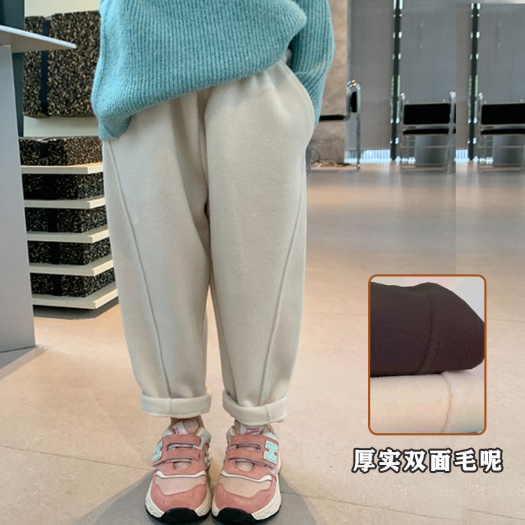 女童裤韩版裤子冬款加厚休闲裤双面呢绒保暖儿童单裤洋气外穿大童