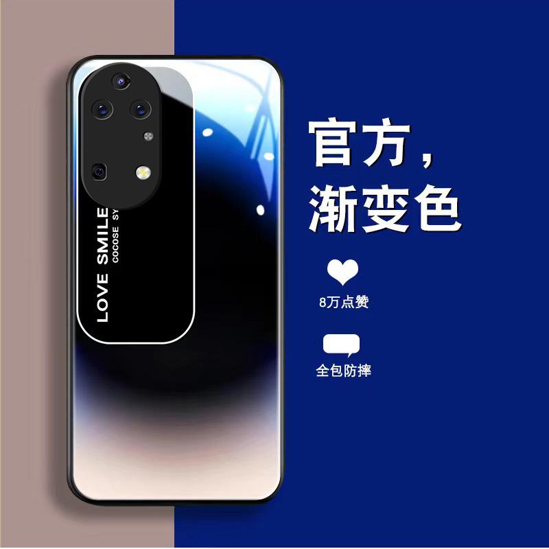 适用于华为P50pro手机壳P50PRO玻璃渐变文案男新款商务防摔保护套