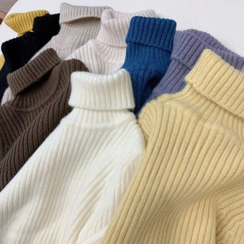 女童高领毛衣2023秋冬儿童宽松软糯冬季打底衫小女孩洋气坑条内搭