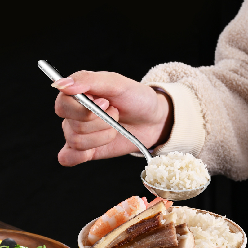 加深304 不锈钢汤勺子家用厨房餐厅大号盛喝汤长柄汤匙稀饭勺粥勺