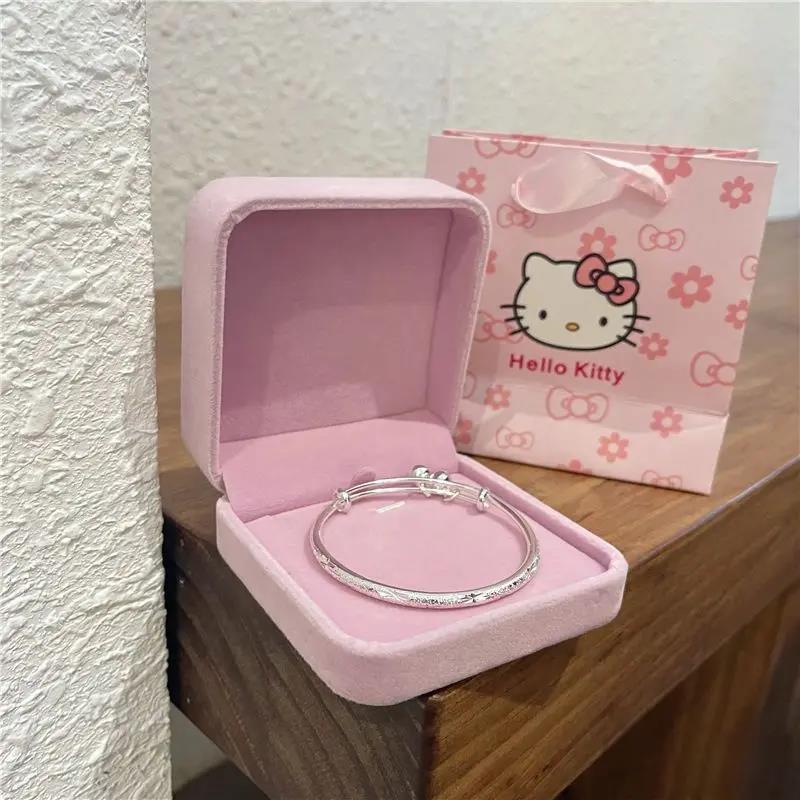 足银手镯 老凰样纯银手镯女9999实心推拉足银镯四叶草简约年轻