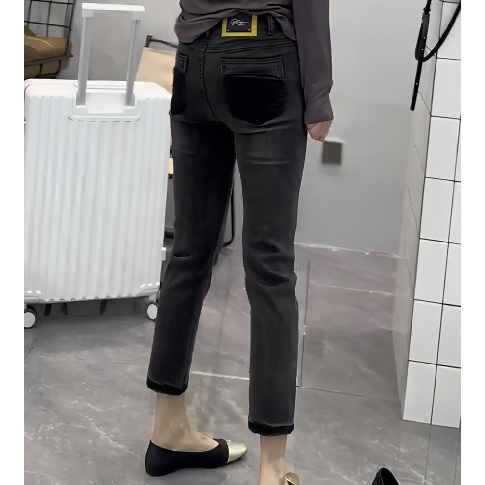 秋季梨形身材穿搭大码女装微胖九分直筒牛仔裤子女士修身烟管裤子