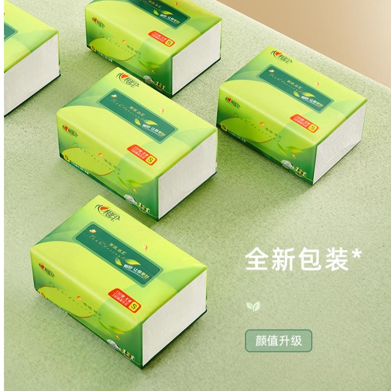 【抖音支付新用户】无印花抽纸120抽茶语丝享纸巾三层家用卫生纸吸