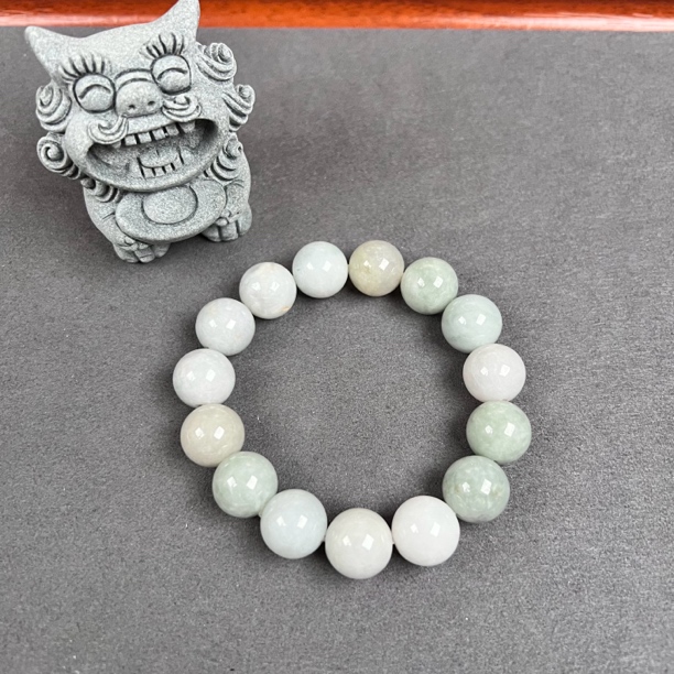 非金属手链 天然缅甸春带彩手串圆珠13mm+