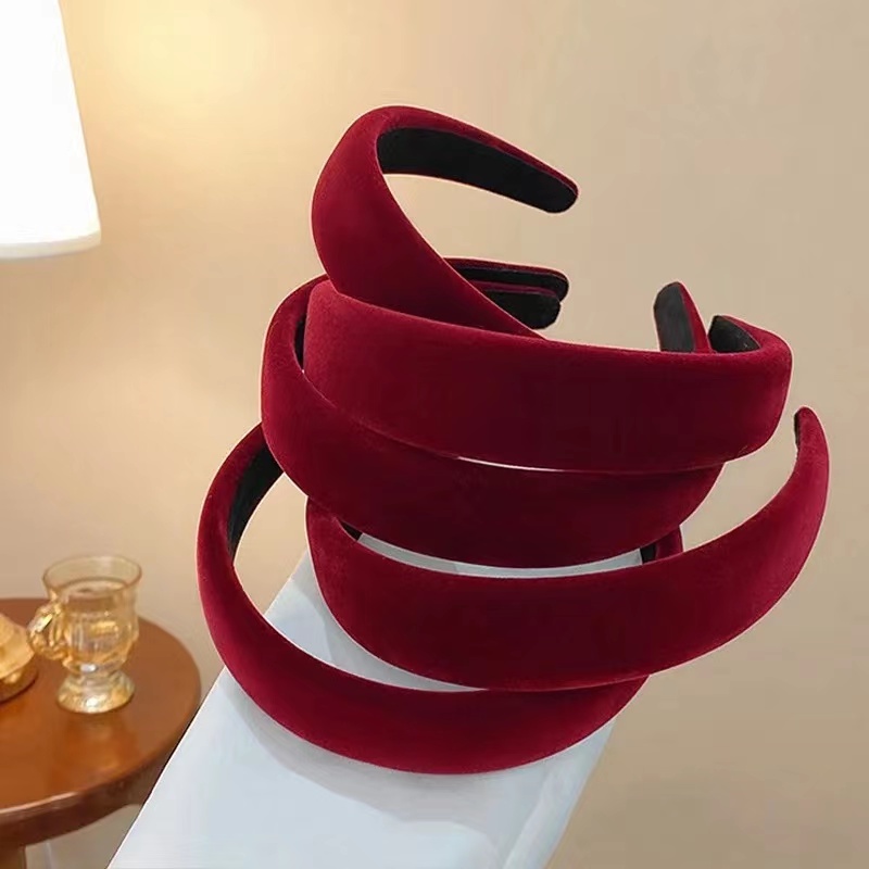 【新人首单0.01】新年古显白的酒红色丝绒海绵压发箍新品显温柔发箍