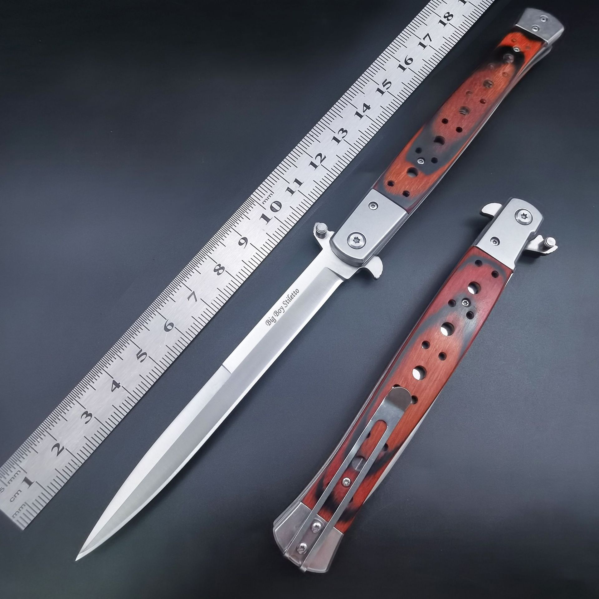 剑鱼户外刀防身武器高硬度生存军刀户外小刀木柄折叠刀
