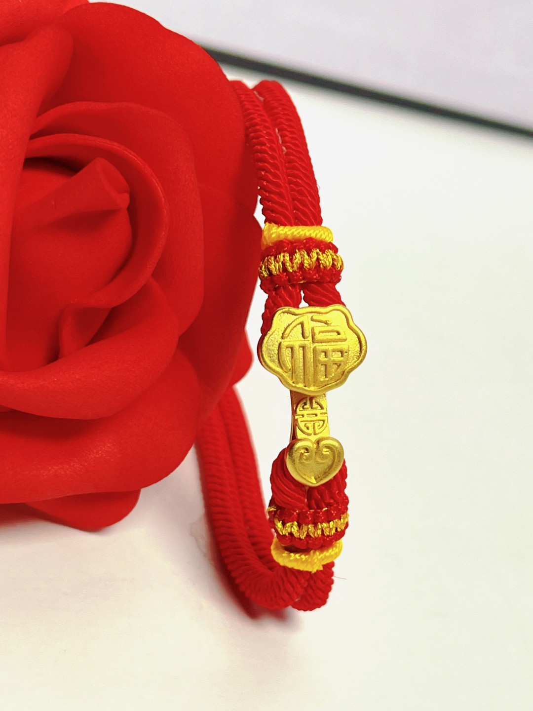 【仟禧专柜】QX纯手工编绳吉祥如意福字红绳手链首饰通用