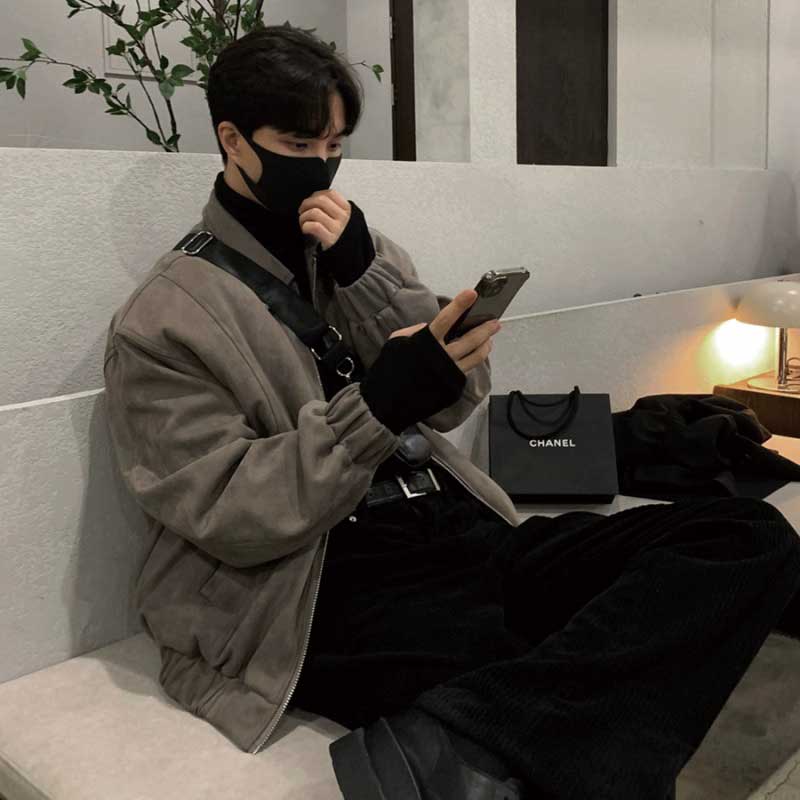 秋冬潮牌夹克休闲套装男生加厚痞帅外套穿（冬款ins潮流服饰背心）