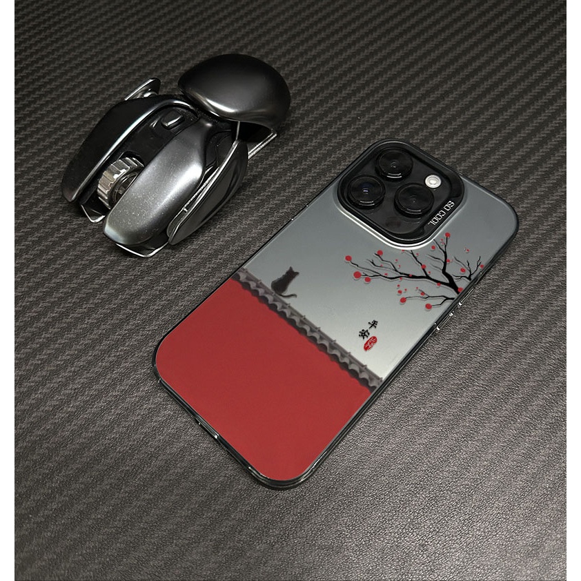 国风故宫红墙猫咪适用苹果15pro/华为/vivo/oppo小米14彩银手机壳