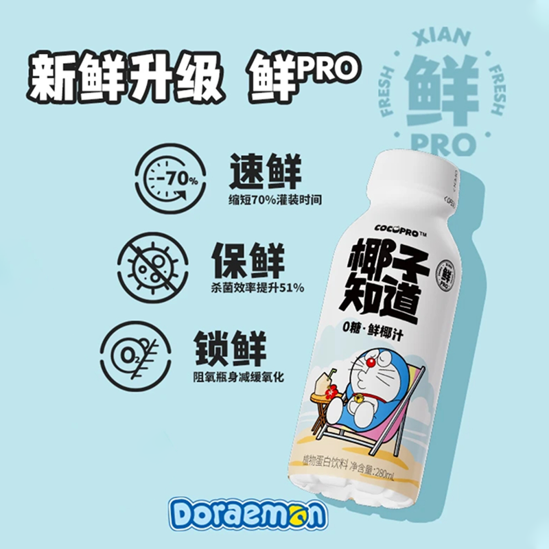 椰子知道×哆啦A梦联名款0糖金桂鲜椰汁【最早6月23到期】饮料280mlH