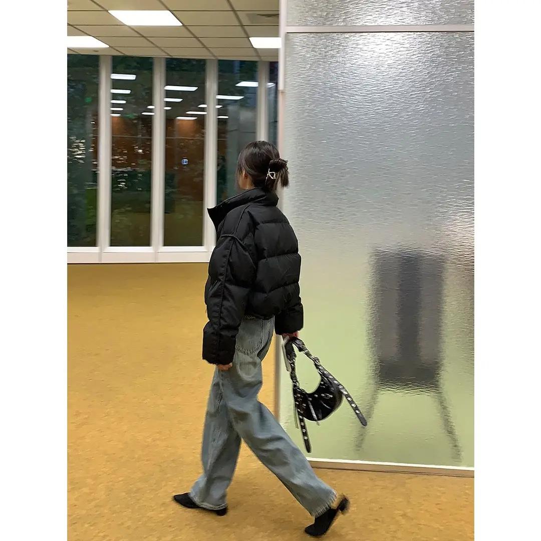 断码清仓羽绒服双11特卖2023年时尚新款短款炸街高腰加厚立领下摆