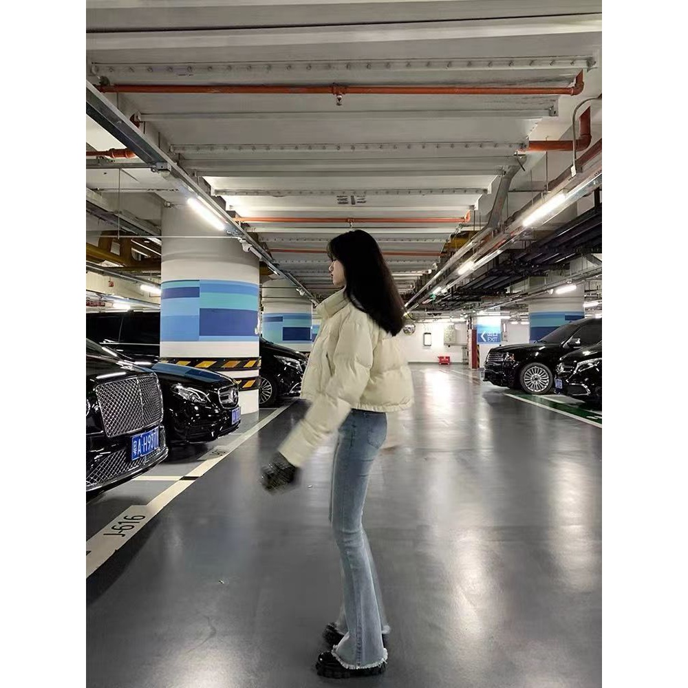 当季爆款小个子韩系白色短款立领羽绒羽绒服女冬季年新款羽绒衣同