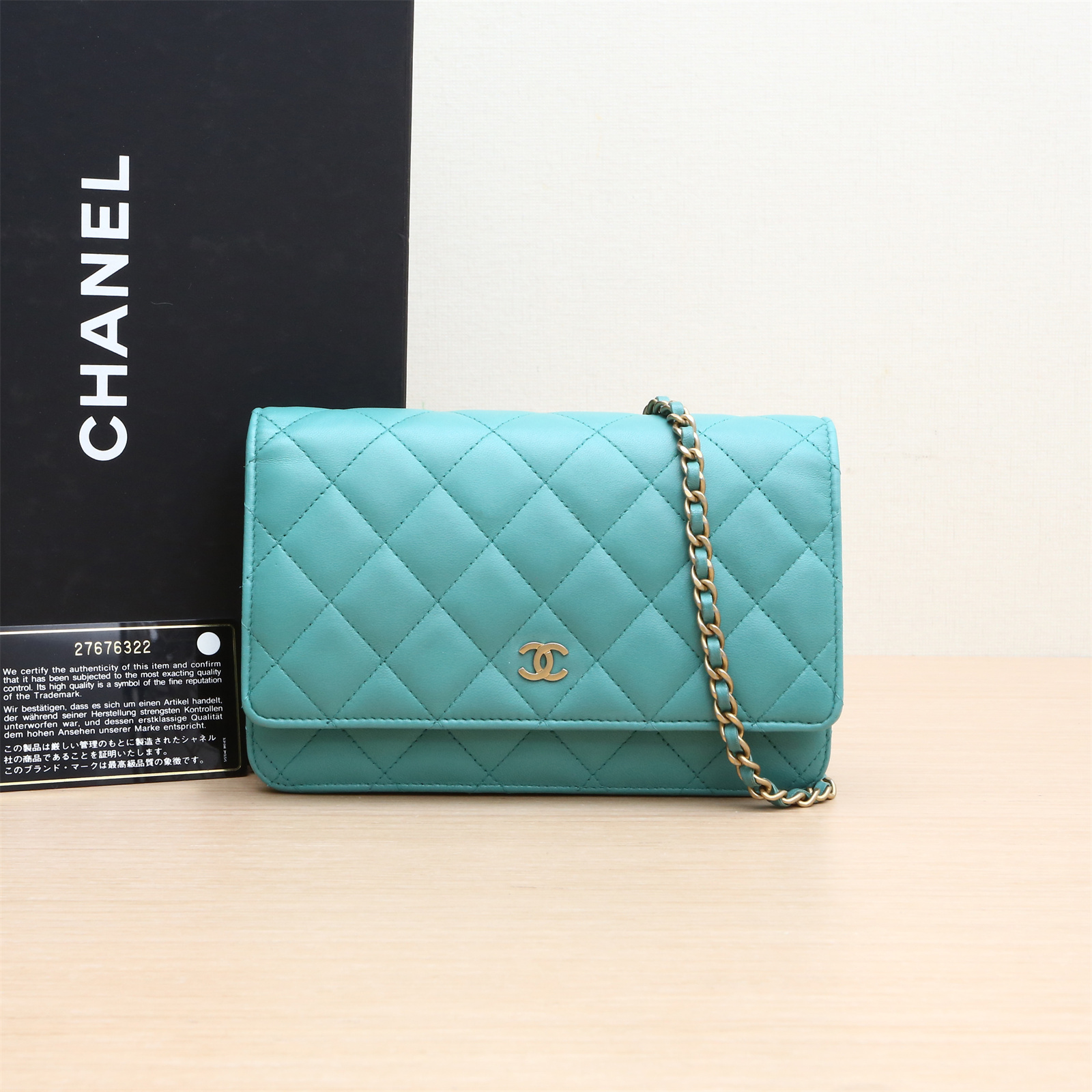 99新  小花攀攀CHANEL CF WOC 金扣 19CM 绿色 皮革S 27开 金扣