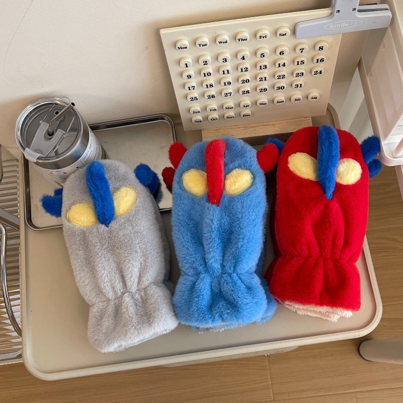新款秋冬毛绒可爱卡通保暖同款手套男女加厚防风防寒户外闷子学生
