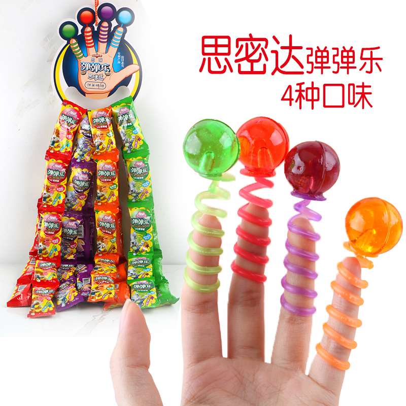 弹弹乐网红棒棒糖水果味弹簧趣味手指糖儿童奖励糖果超市零食