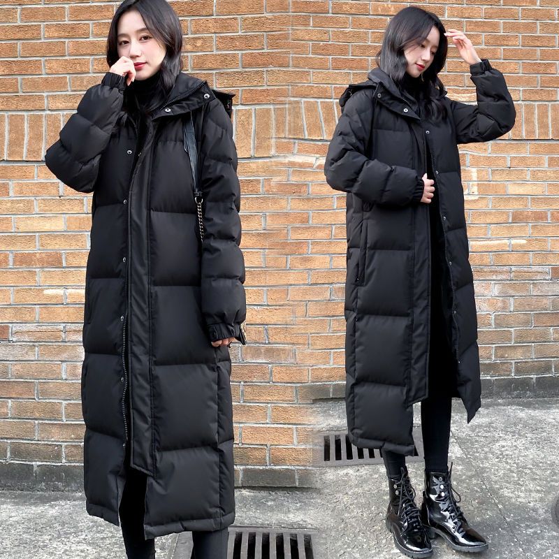 2023新款羽绒服加厚黑色羽绒服女中长款年冬季新款长过膝中戏情侣