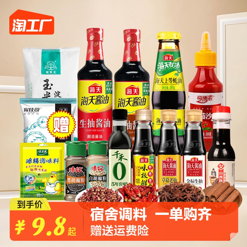 宿舍小瓶品牌调料组合套装酱油醋厨房家用做饭炒菜调味料品全套