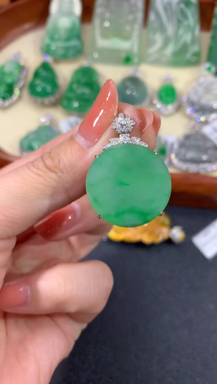 【闪购商品】翡翠吊坠(不含链)18K金镶嵌39-圆牌