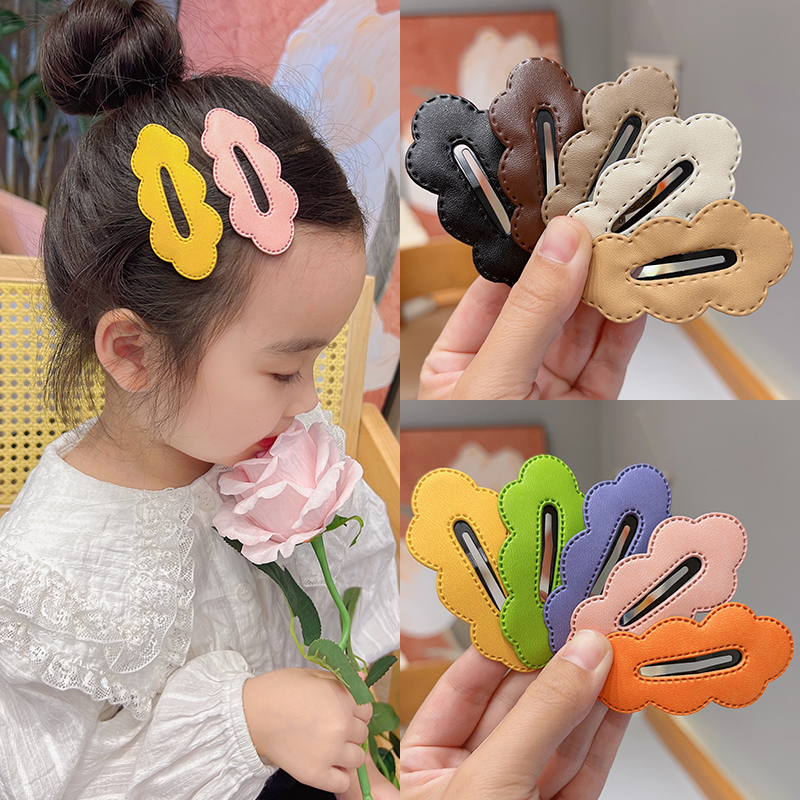 韩版儿童皮质发夹女孩奶咖糖果色bb夹不伤发侧边刘海夹女童碎发卡