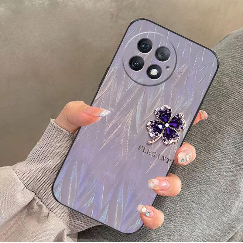 1加ace2pro手机壳1+ACE2pro硅胶紫缎四叶草女款防摔软壳简约创意