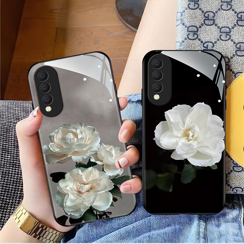 荣耀x20se手机壳HONORx20se玻璃白色火花女款防摔简约创意网红时
