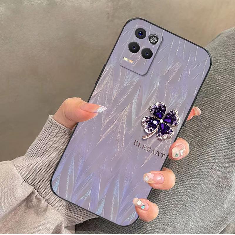 OPPOk9x手机壳oppoK9X硅胶紫缎四叶草女款防摔软壳简约创意全包网