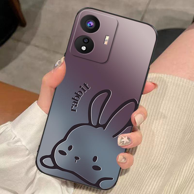 vivoy77e手机壳VIVOY77E硅胶渐变暗紫趴趴兔女款防摔时尚简约创意