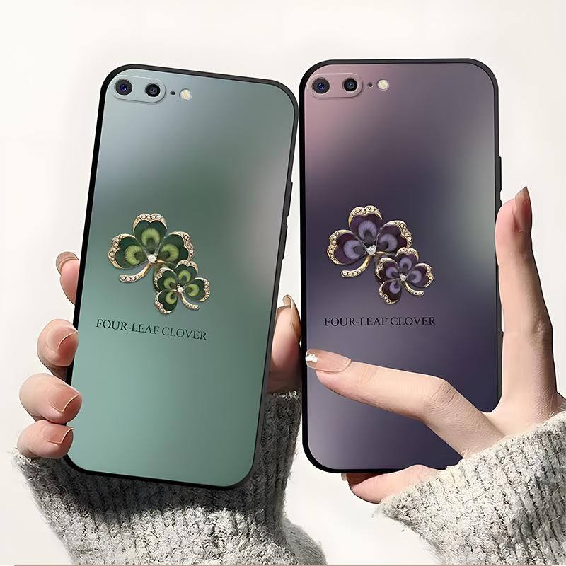 苹果8plus手机壳iphone8PLUS硅胶渐变四叶草新女款时尚高颜值保护