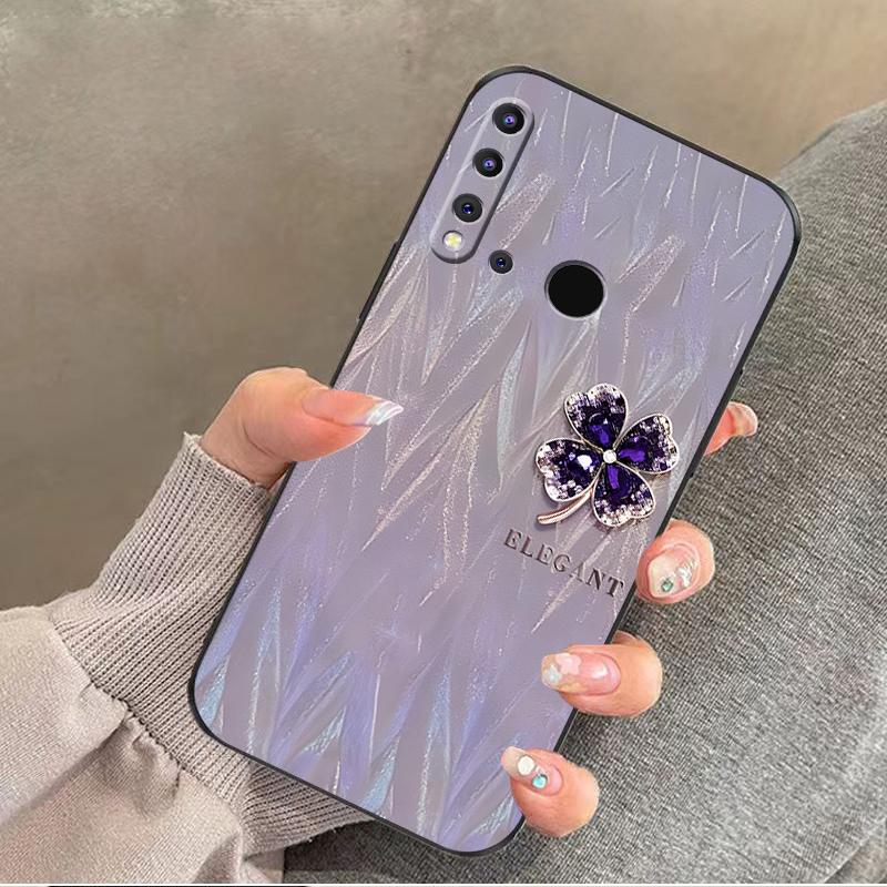 华为nova5ipro手机壳HUAWEINOVA5IPRO硅胶紫缎四叶草女款防摔软壳