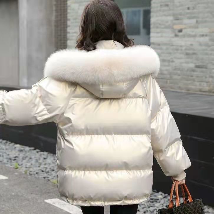 波司澄亮面免洗可擦短款羽绒棉服女2023年新款洋气棉袄棉衣冬季外